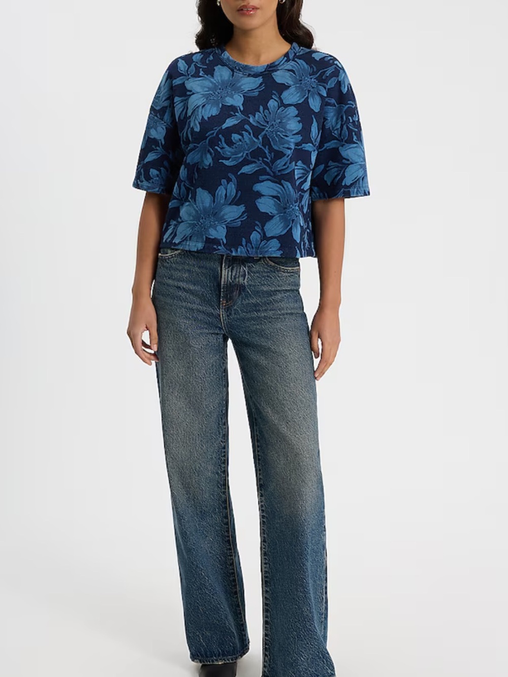 Blue Floral Crop Top